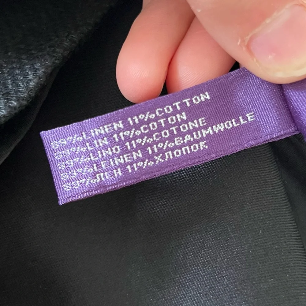 Ralph Lauren Purple Label Textured Black Midi Linen Cotton Pencil Skirt EUC Sz 8